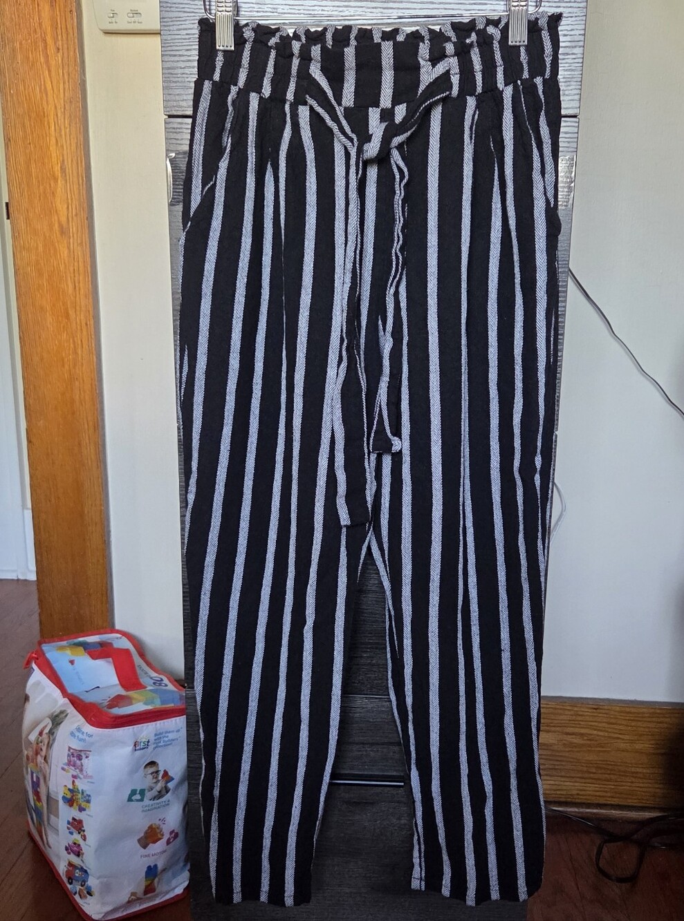 Ambiance Apparel Striped Paperbag Waist Pants - Size S